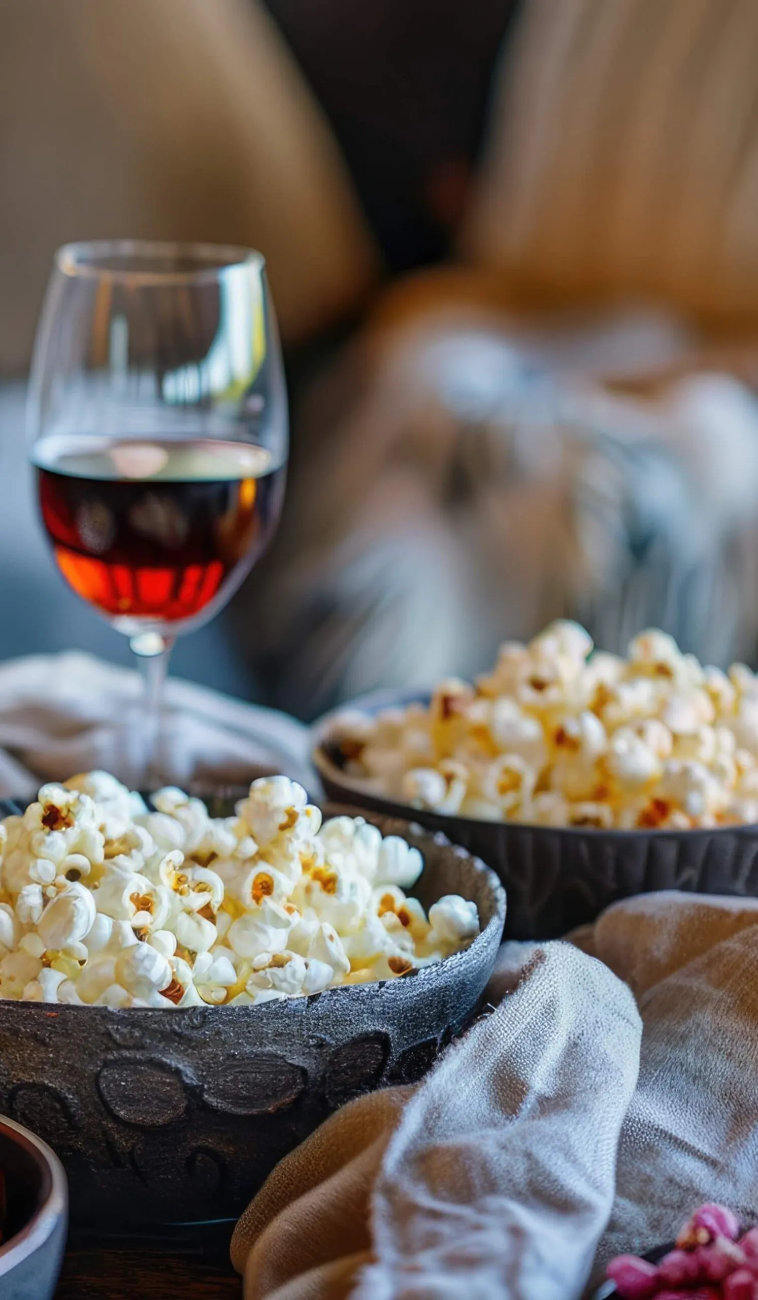 popcorn and wine